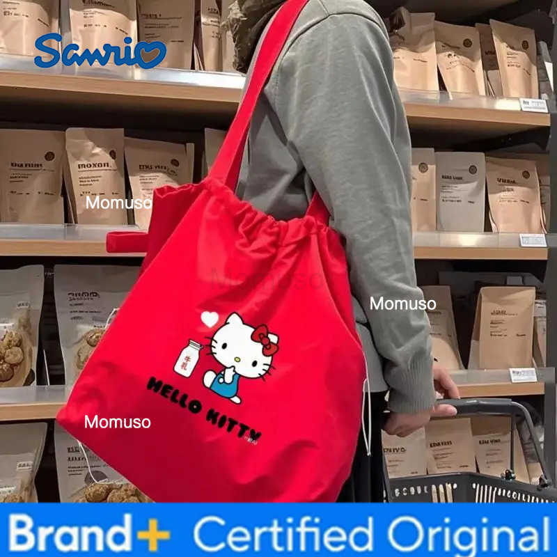 Sanrio Storage Bag Hellokitty Student Girl Campus Adult Kawaii Canvas Bag High-Capacity Outdoors Travel Portable Shopping Bag H251230