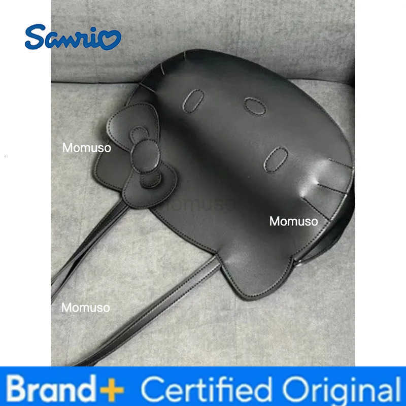 Sanrio Anime Hello Kittys Tote Bag Cartoon Simple Cute Face Girl Heart Black Cool Student Commuting PU Handbag Toy for Girl Gift H251230