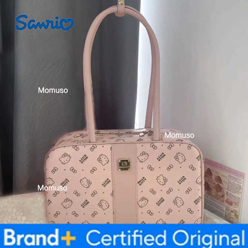 Sanrio Kawaii Hello Kitty Cartoon Printed Fashionable Versatile Bowling Handbag Anime Girls Heart Cute High-End Shoulder Bag H251230