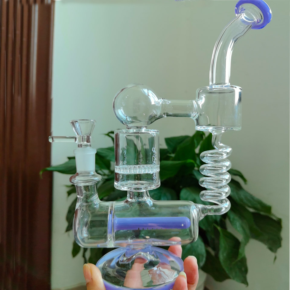 Condenser Glass Water Pipes Bubbler Big Bong Hookahs Recycler Oil Water Bongs Freezable Coil Smoking 12.6inchs