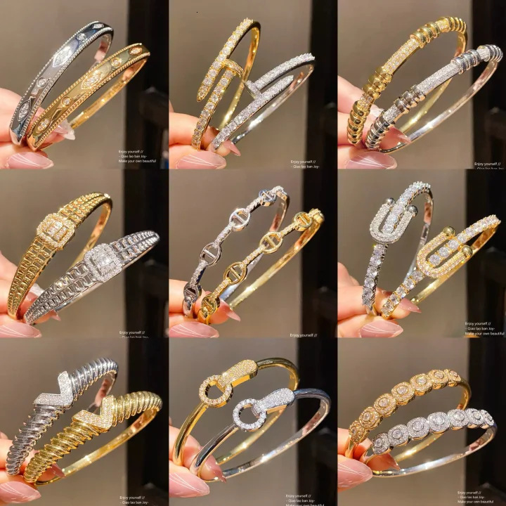 Luxury Brand Designer Jewelry 18K Real Gold Plated Diamond-Studded Oval Clasp Bracelet Vintage Palace Style Bracelet Light Luxury High-End Feel Women&