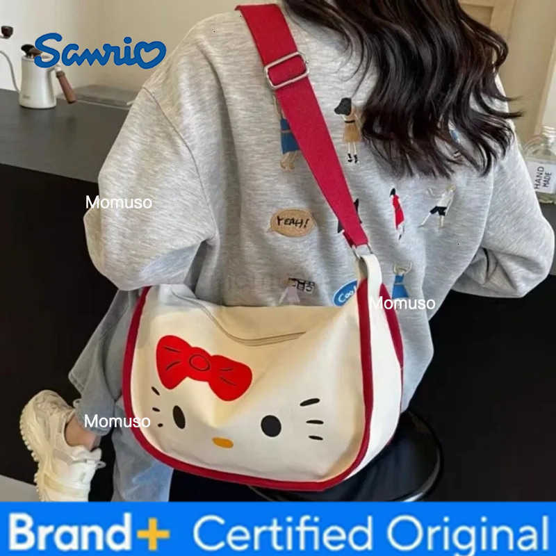 Sanrio Kawaii Japanese cartoon characters Hello kitty canvas bag Creative design Cute versatile one-shoulder crossbody bag Holiday gift H251230