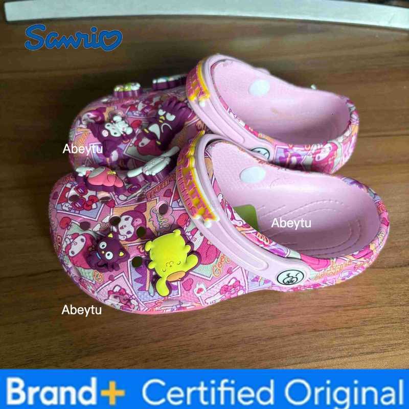 Sanrio Hellokitty Kuromi Pochacco Melody New Summer Girls Cartoon Children Slippers Non-slip Soft-soled Wrap Toe Sandals Gifts H251230