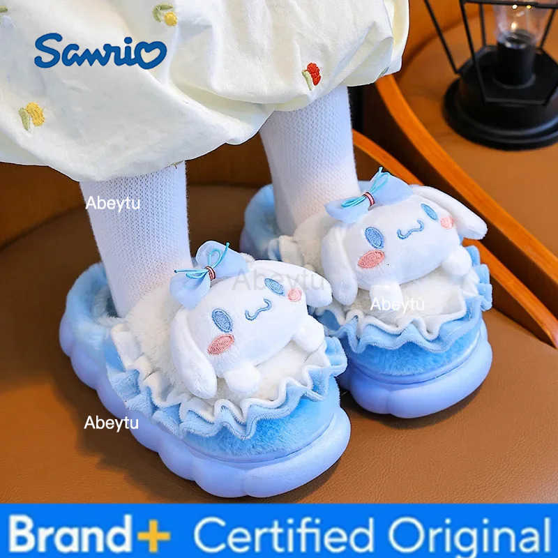 Sanrio Hello Kitty Cotton Shoes Kuromi Cinnamoroll Women Plushie Cartoon Plush Kawaii Flat Shoes Slippers Shoes Plush Gift H251230