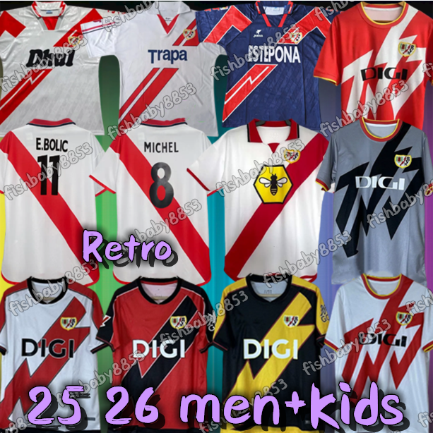 New 2025 2026 Rayo Vallecano FALCAO soccer jerseys Retro 94 95 97 98 01 02 PALAZON GARCIA SANCHEZ MARTIN TREJO 25 26 Home away CAMELLO mens kids kit football shirts