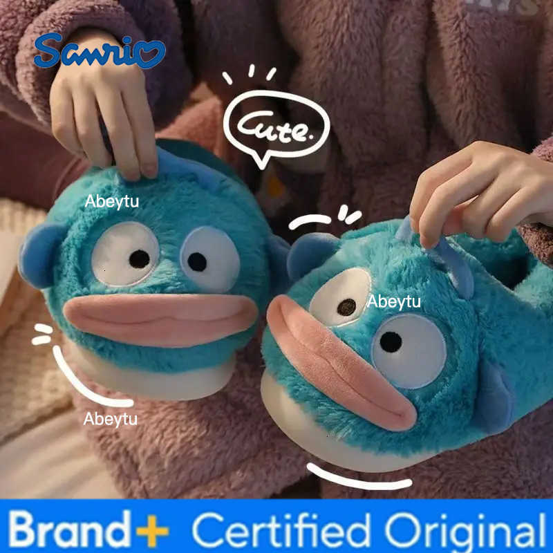 Sanrio Kawaii Cartoon Hangyodon Anti-Slip Warm Plush Y2K Soft Bottom Cotton Slipper for Winter Home Indoor Use Christmas Gift H251230