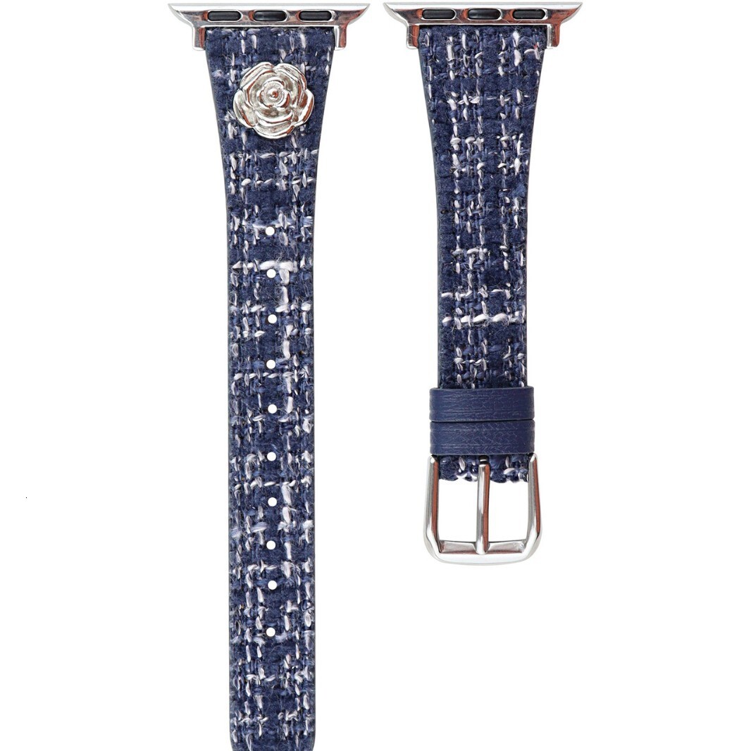 Chanel Style Camellia Leather Strap Compatible with Apple iWatch Series 11 10/9/8/7