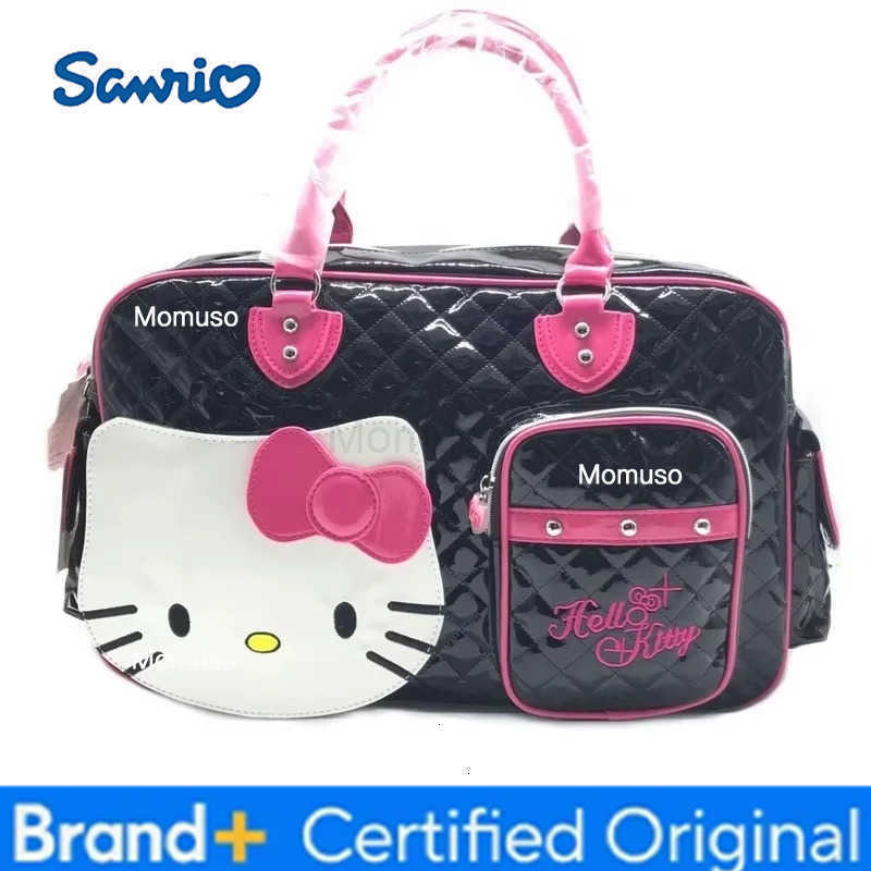 Sanrio Y2k High Capacity Handbag Messenger Bag Kawaii Hello Kitty Cartoon Pu Bright Surface Girls Fashion Travel Bags Gift Toys H251230