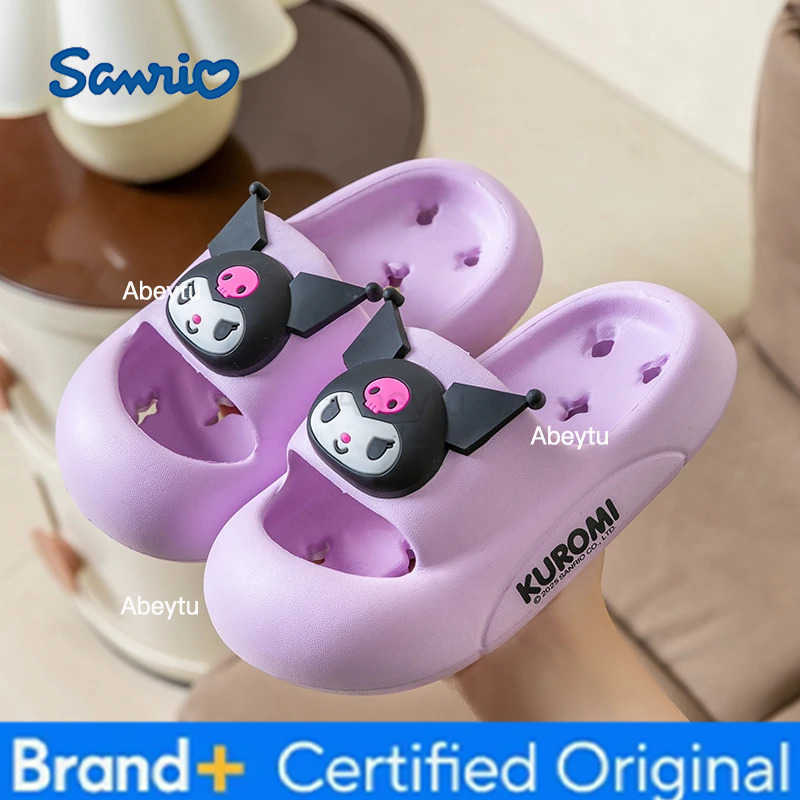 Sanrio Girls Fashion Solid Color EVA Breathable Non-slip Slip-On Sandals with Kuromi Kids slippers gifts indoor outdoor Shoes H251230