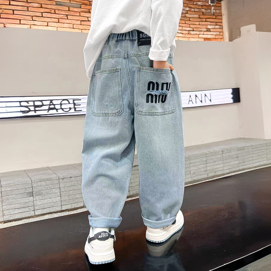 Boys' jeans summer thin casual versatile new pants mid size children's trendy trendy children's breathable pants
