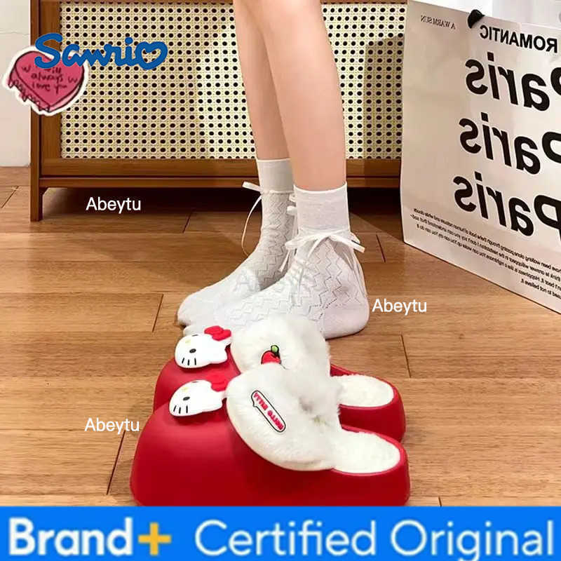 Sanrio Anime Series Removable Cotton Slippers Cute HelloKitty Girls Autumn and Winter New Home Indoor Warm Waterproof Slippers H251230