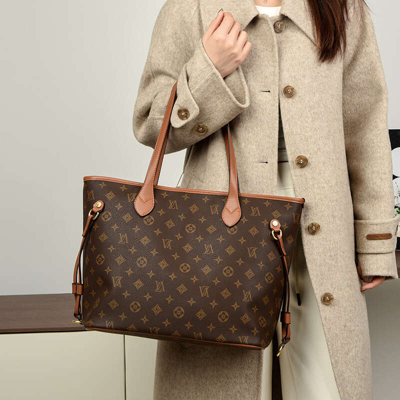 Cross-Border New Women's Vintage Monogram Handbag Tote Large Capacity Printed Fashion Commuter Shoulder Bag for Women
