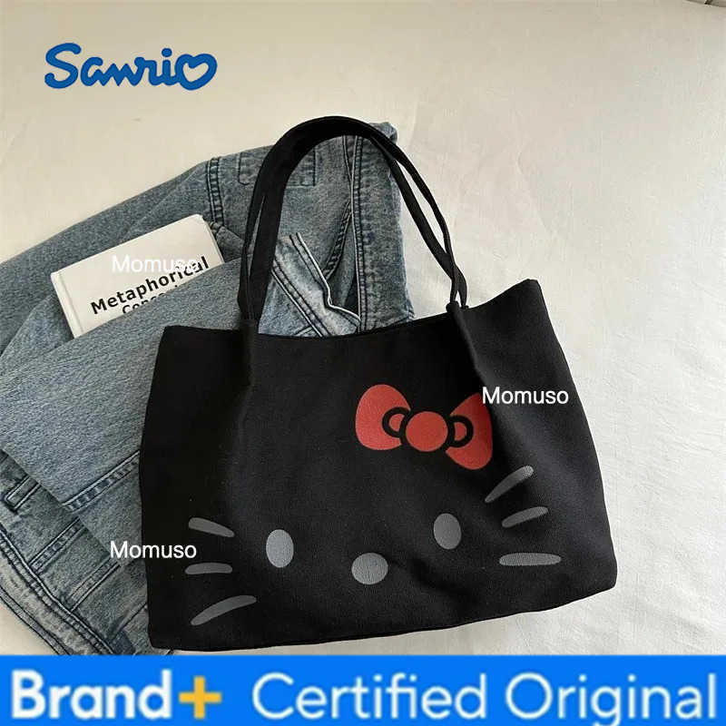 Sanrio Hello Kitty Canvas Tote Bag for Women - Large Cute Cartoon Shoulder Bag Fashion Versatile Commuting Handbag H251230