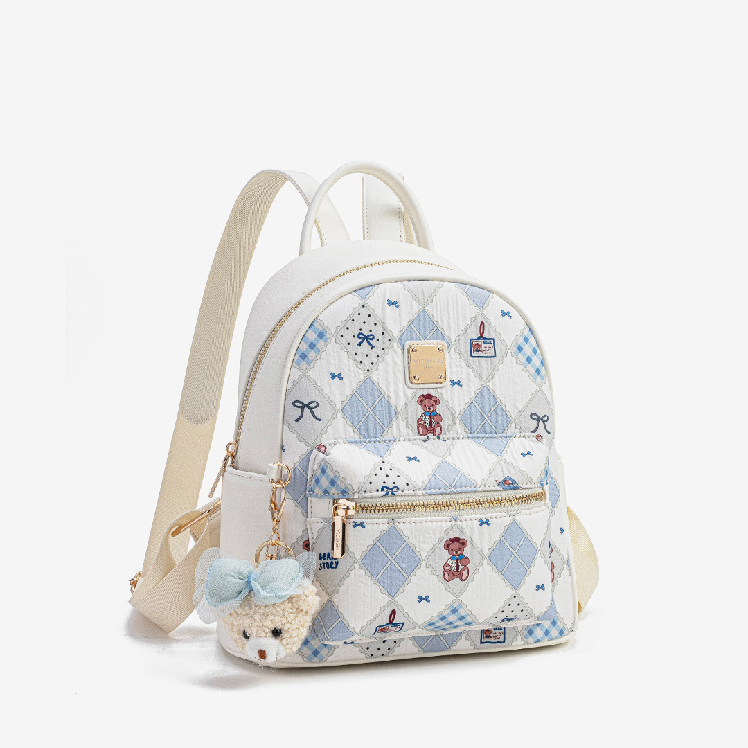 YICHEN free shipping light luxury new lightweight travel with print and large capacity versatile backpack send a teddy bear bag for hanging