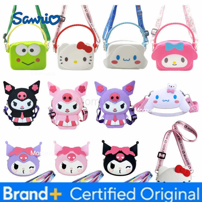 Sanrio Anime Hello Kitty Kawaii Fashion Girl Storage Bag Silicone Coin Purse Cartoon Crossbody Shoulder Bag Child Birthday Gifts H251230