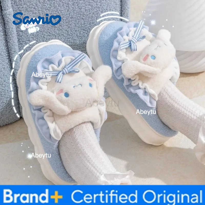 Sanrio Hello kitty kuromi My melody Cinnamoroll cartoon cotton slippers autumn and winter home cute kawaii warm plush slippers H251230