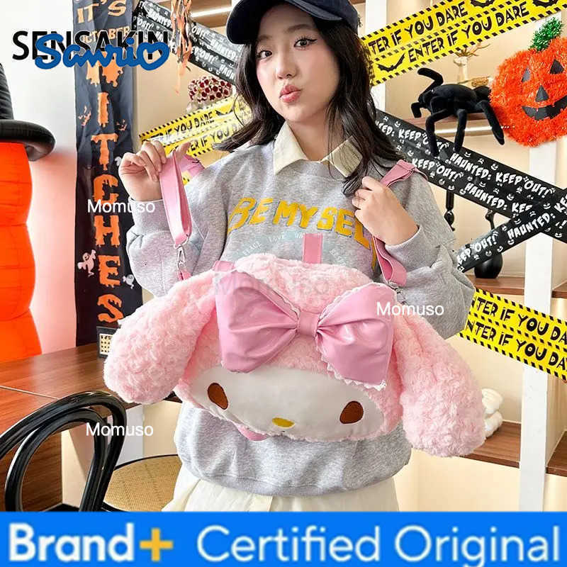 Sanrio Anime Melody Tote Bag Sweet Kawaii Girl Shoulder Bag Plush Student Backpack Pink Large Capacity Handbag Cartoon Cute Gift H2512301