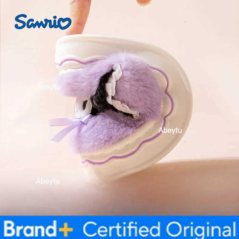 Sanrio Kids Slippers House Shoes Cartoon Cinnamoroll Slippers Winter Shoes For Girls Anti-slip Warm Pink Pruple Shoes Size 20cm-23cm H251230