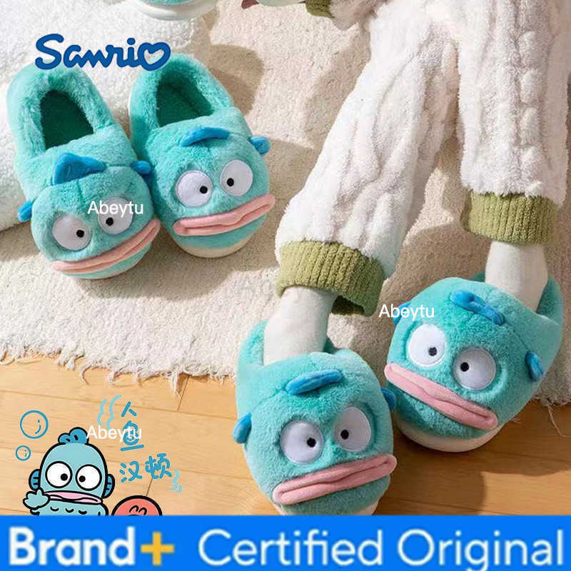 Sanrio Anime Plush Slippers Women Kawaii Hangyodon Cotton Shoe Flat Autumn Winter Keep Warm Non-Slip Cute Couple Slippers Birthday Gift H2512301