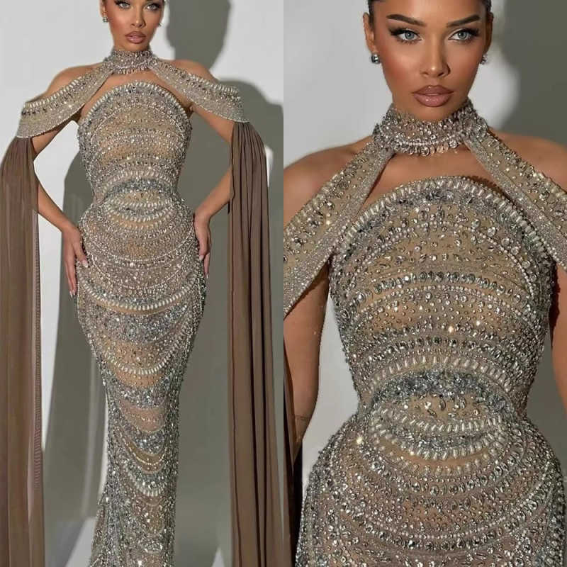 Luxury Evening Prom Dress Luxury Kosovo Beaded Gowns with Cape for Party 2026 Customized