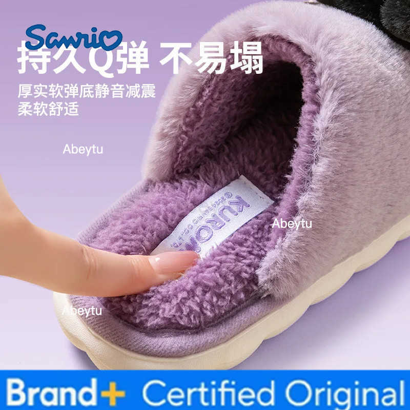 Sanrio Hellokitty Melody Kuromi Cinnamoroll Cartoon Autumn Winter Thick Anti Slip Slippers Comfortable Home Indoor Shoes Practical Gift H25123011