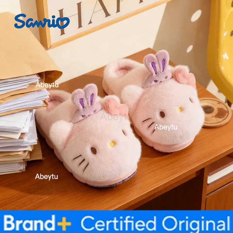 Sanrio Kids Slippers House Shoes Cartoon Cinnamoroll Winter Shoes For Girls Warm Anti-slip Soft Bottom Pink White Shoes Size 30-41 H251230