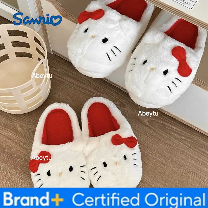 Sanrio Plush Slippers Hello Kitty Kawaii Cute Student Autumn Winter Bedroom Soft Padded Plush Bedroom Aldult Shoes Girls Xmas H251230