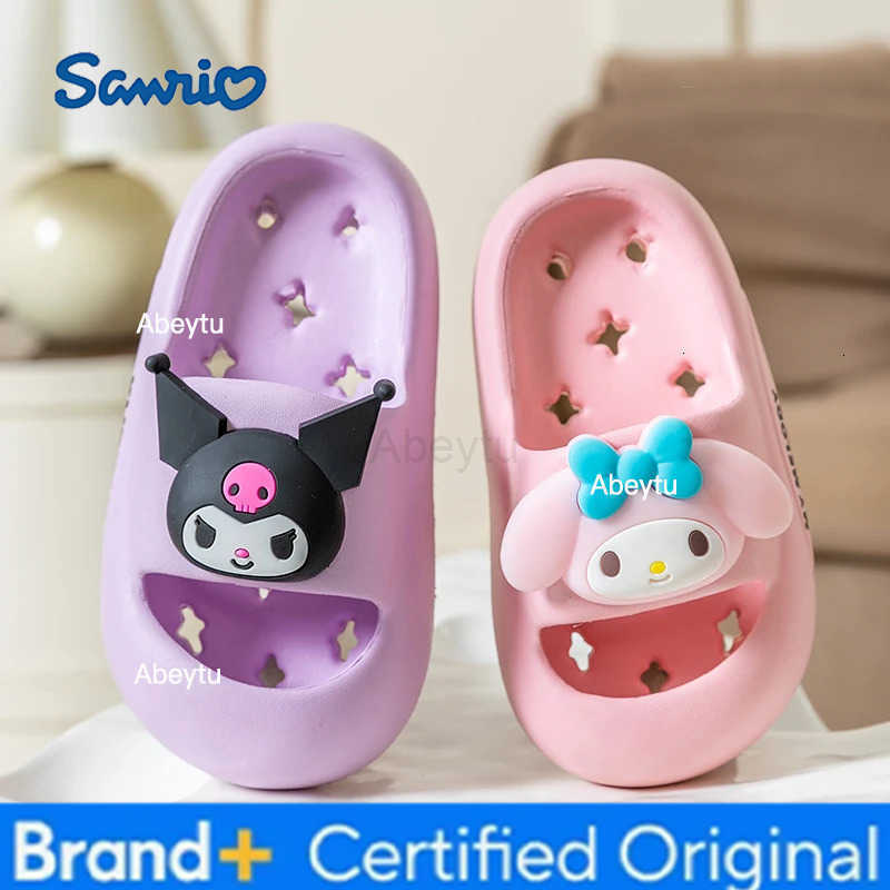Sanrio Girls Fashion Solid Color EVA Breathable Non-slip Slip-On Sandals with Kuromi Kids slippers gifts indoor outdoor Shoes H251230