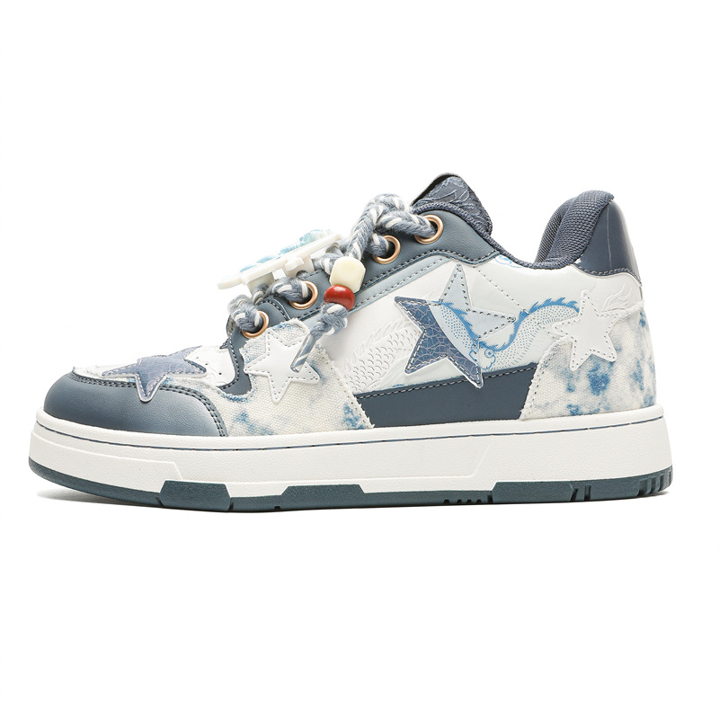 Hot new free shipping casual shoes for shoes blue Fashionable and versatile blue and white porcelain star shaped bread shoes