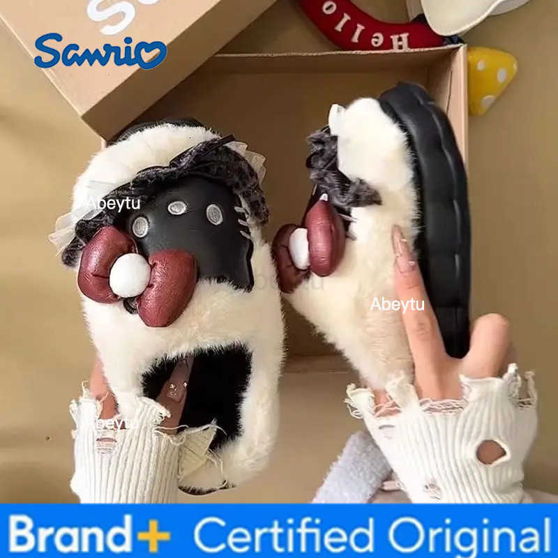 Sanrio Hello Kitty Womens Lightweight Indoor Cotton Slippers Thick Cotton Shoes For Warmth In Autumn And Winter Animation Derivatives H251230