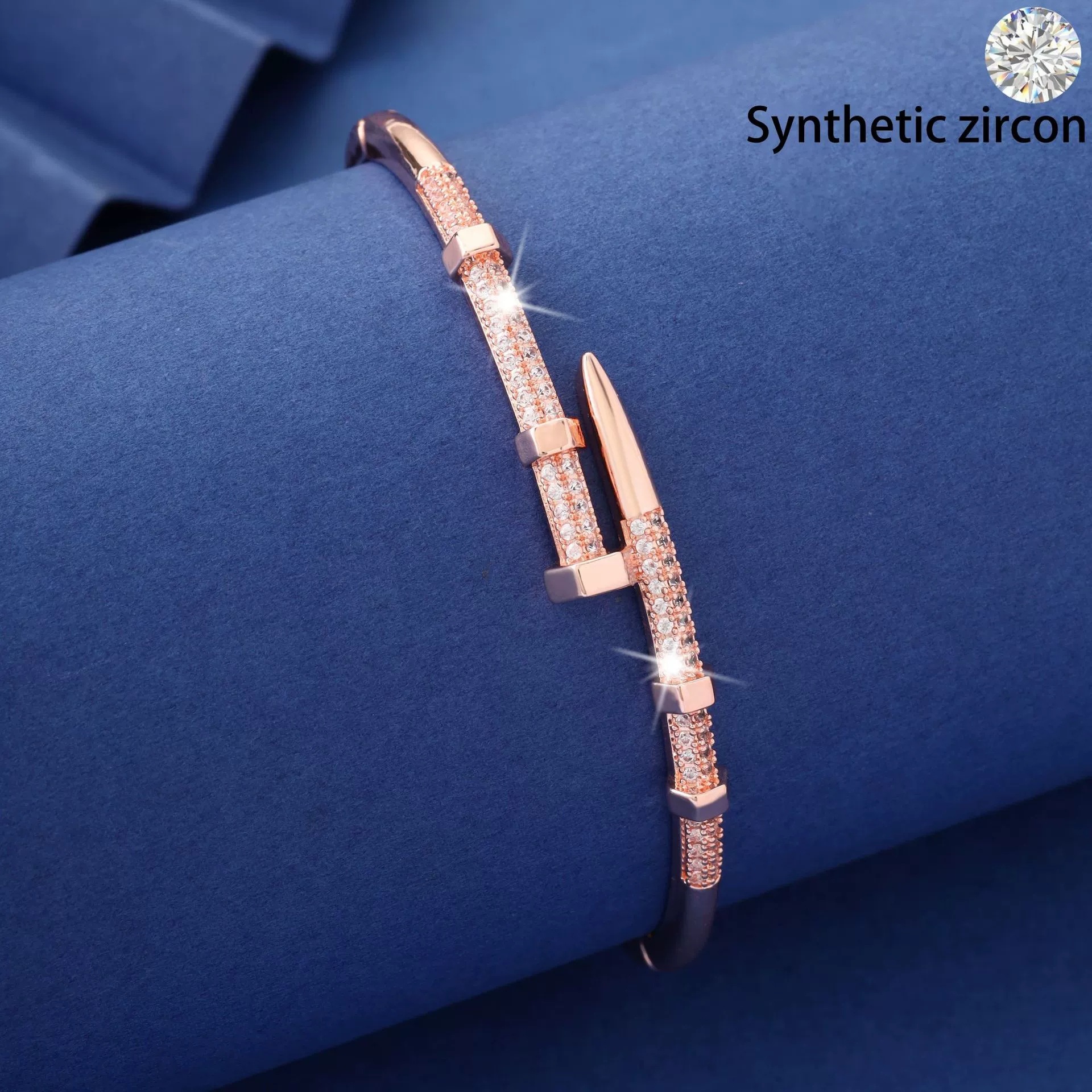 Luxury Brand Designer Jewelry 2025 New European And American Style Nail Bracelet Exquisite Copper Micro Inlaid Zirconia Hand Jewelry High-End Open Lux
