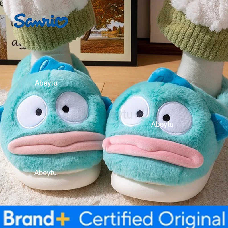 Sanrio Lake Blue Clown Fish Cotton Slippers Plush Non Slip Bag PVC Flat Shoes Indoor Outdoor Home Soft Cute Plush Shoes Winter Edition H251230