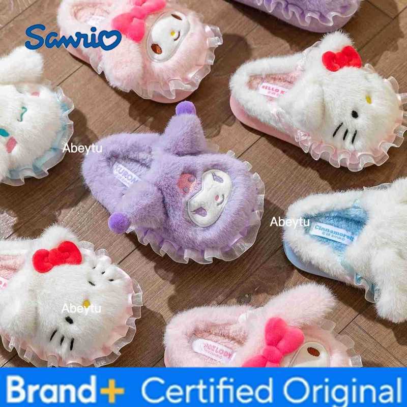 Sanrio Kids Slippers House Shoes Cartoon Cinnamoroll Winter Shoes For Girls Warm Anti-slip Soft Bottom Pink Blue Shoes Size 17cm-25cm H251230