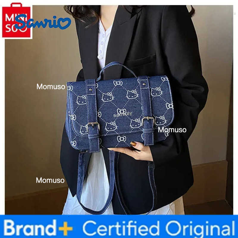 Sanrio 2025 Fashion Retro Cowboy New Cartoon Hello Kitty Backpack Womens Versatile Large Capacity Storage Shoulder Bag H251230