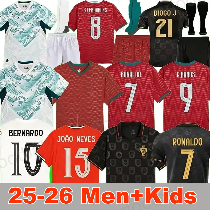 2026 World Cup Portugal Ronaldo football shirts Al Nassr FC Soccer Jerseys B.FERNANDES BERNARDO 26 27 Riyadh Ronaldo Men kit Portuguese Child Shirt Kits Player
