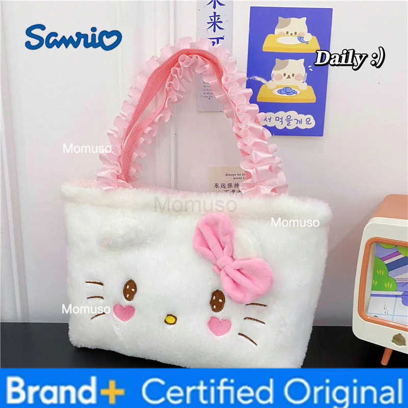 Sanrio Hello Kitty Plush Bag Kawaii Anime Handbag Cinnamoroll Kuromi Melody Cartoon Soft Stuff Shoulder Cosmetic Bags Girl Gifts H2512301