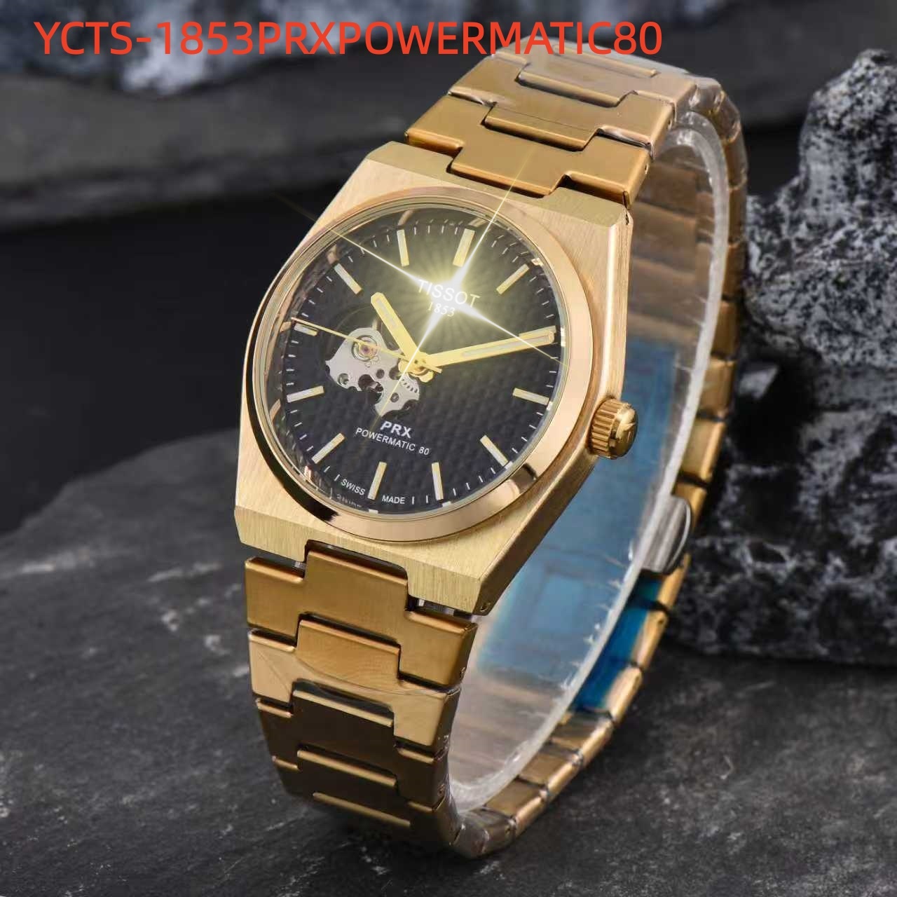 Brand New Men 1853Tissity Series wristwatches Men's Automatic Mechanical watches women Luxury Watch Brown Dial Rose Gold Stainless Strap PRX 20265