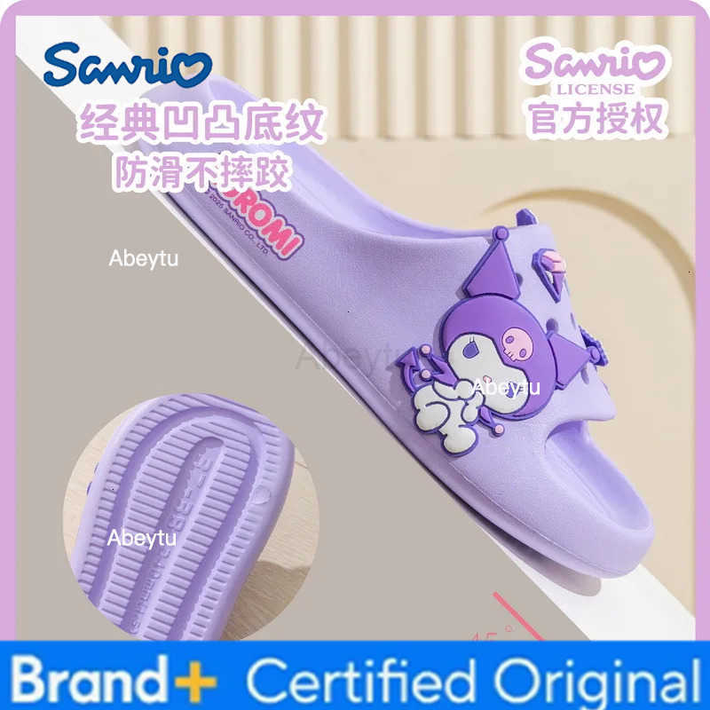 Sanrio Kawaii Slippers Anime Kuromi My Melody Hangyodon KT Cartoon Girls Soft Non-slip Soft Bottom Indoor Bathroom Beach Sandals Shoes H251230