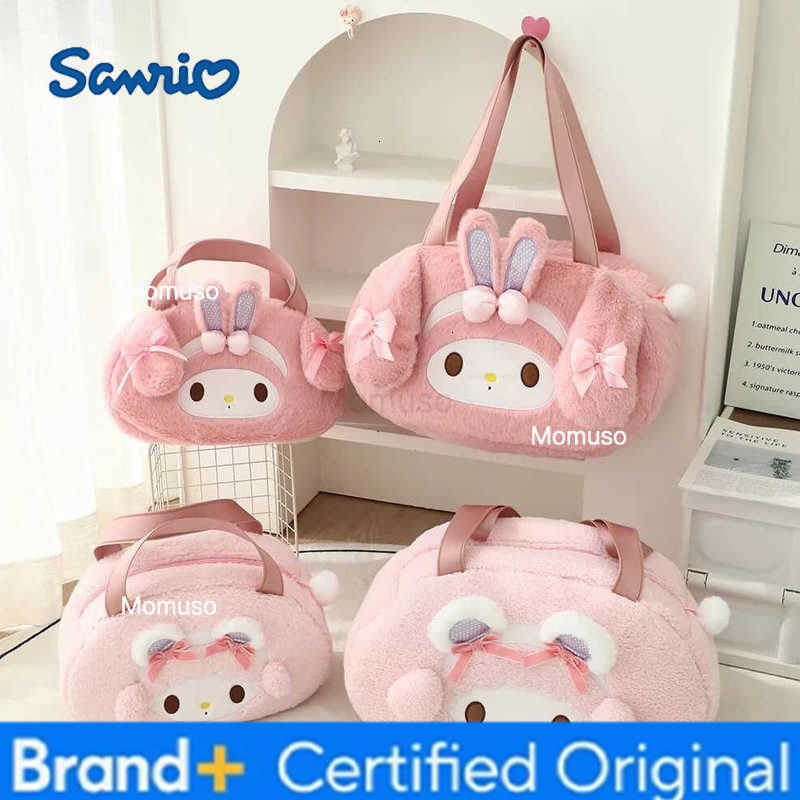 Sanrio Adorable My Melody Sweet Piano Plush Shoulder Bag Cute Japanese Style Handbag for Women Fashionable Plush Tote Bag Gifts Girl H251230