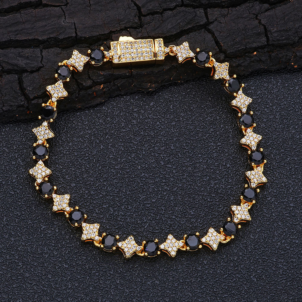 Luxury Brand Designer Jewelry European And American Hip-Hop Men's 6Mm Star Zircon Jewelry Accessories Tennis Bracelet Women's High-End Jewel