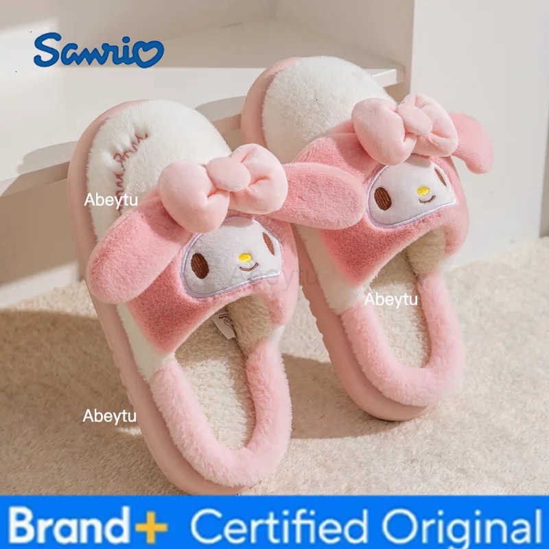 Sanrio KidsSlippers House Shoes Cotton Cartoon Kuromi Winter Shoes For Girls Warm Anti-slip Soft Bottom Blue Pink Shoes Size 28-41 H251230