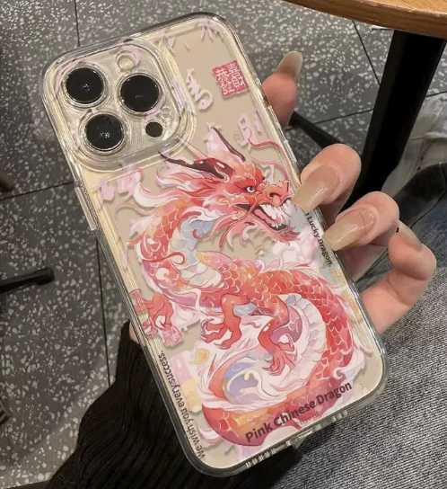 Trend Cartoon Chinese Dragon Phone Case for IPhone 16 15 14 13 12 11 Pro Max Mini XR XS X 7 8 Plus Soft Cover With Hand Strap P240914