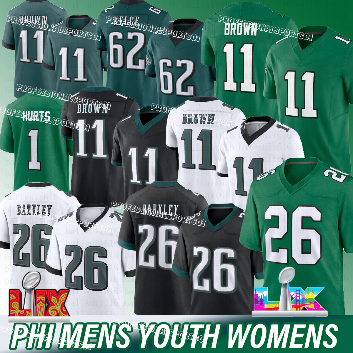 Philadelphiacity eaglesjersey 26 Saquon Barkley Jason Kelce Jalen Hurts AJ Brown DeVonta Smith Cooper DeJean Football Jerseys Kelly Green eagleses Jersey