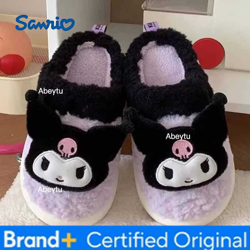 Sanrio Young Girls Fashion Cartoon Cotton Slippers Hello Kitty Kuromi Cinnamoroll Indoor Student Dormitory Non-slip Warm Slipper H251230