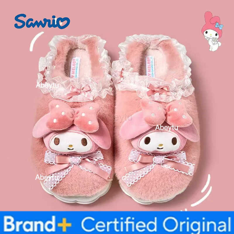 Sanrio Plush Slippers Hello Kittys Kawaii Cute Student Autumn Winter Bedroom Soft Padded Plush Bedroom Aldult Shoes Girls Xmas H251230