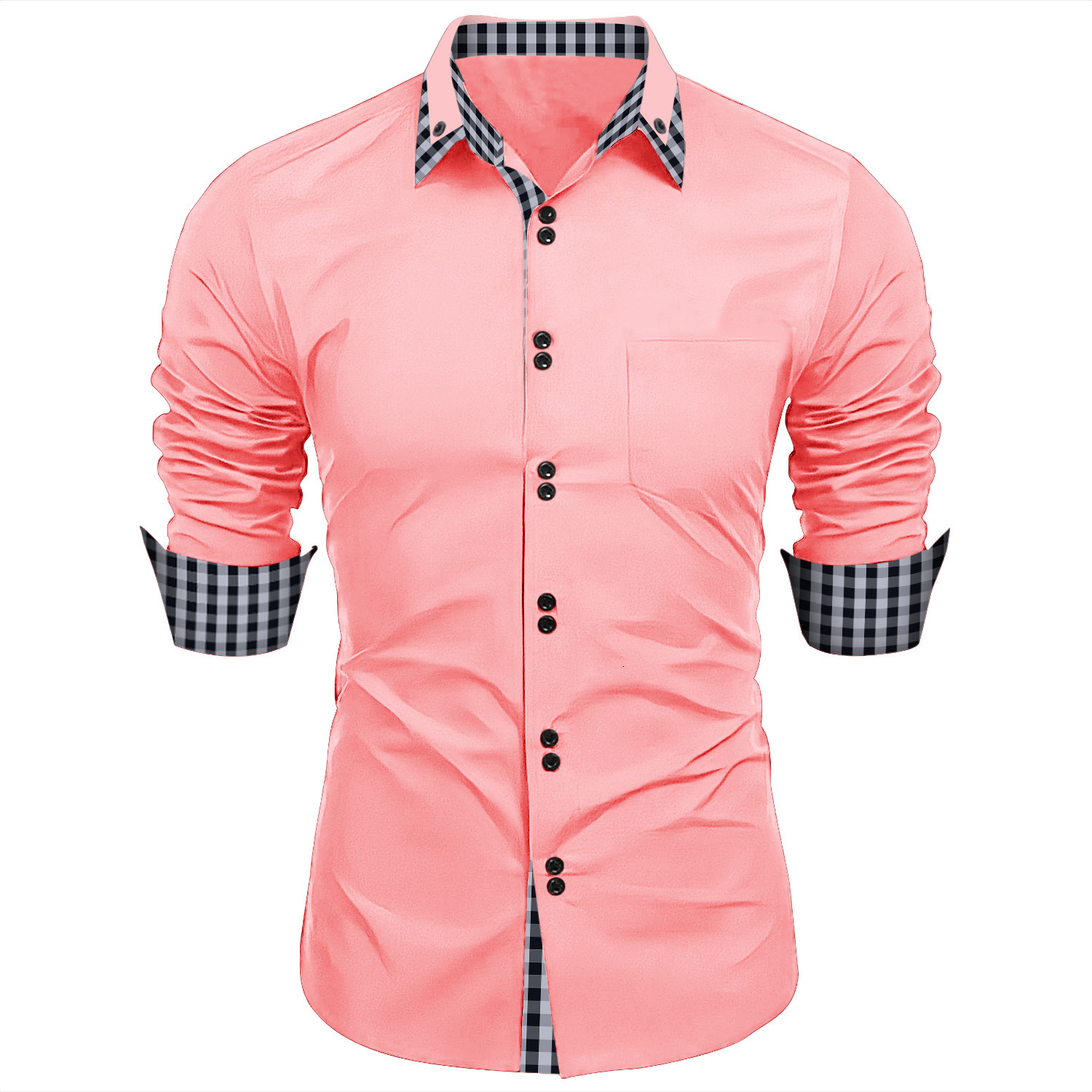 Luxury Brand Designer Clothes New Clothing Spring And Autumn Mens Fashion Plaid Color Block Business Slim Fit Casual Long Sleeve Shirt