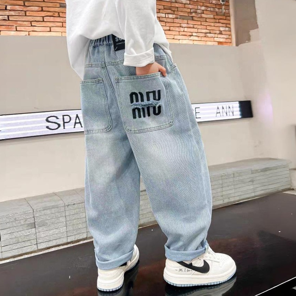 Boys' jeans summer thin casual versatile new pants mid size children's trendy trendy children's breathable pants