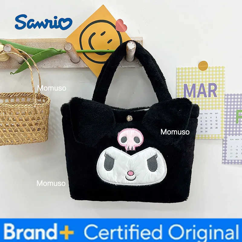 Sanrio Plush Bag Melody Kuromi Cartoon Animal Kawaii Large Capacity Handbag Cute Cinnamon Storage Handbag Womens Birthday Gifts H2512301