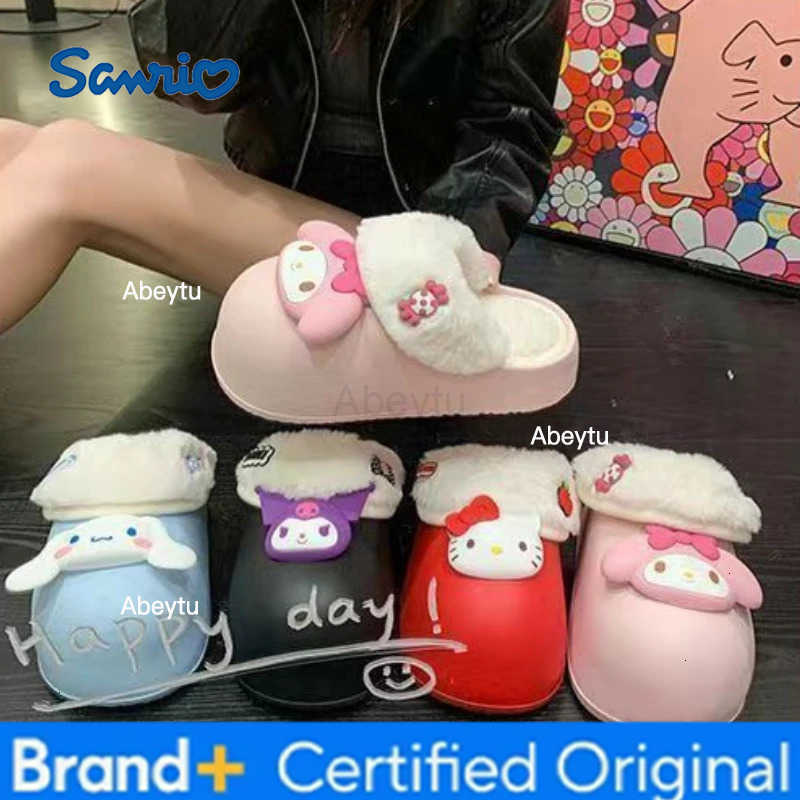 Sanrio Anime Series Removable Cotton Slippers Cute HelloKitty Girls Autumn and Winter New Home Indoor Warm Waterproof Slippers H251230
