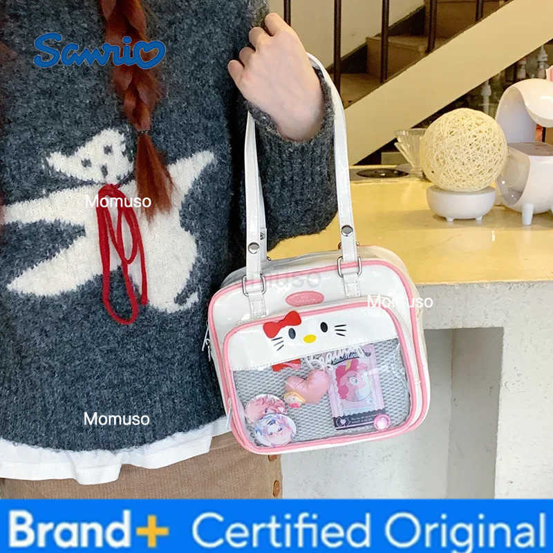 Sanrio Kuromi Hello Kittys One-Shoulder Handbag New Cute Cartoon Bags for Woman College Style Girl Printing Large Capacity H251230